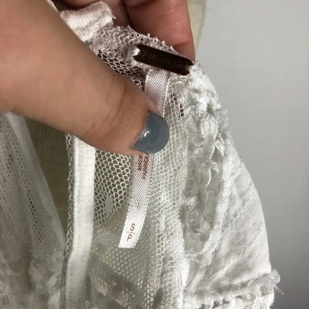 FREE PEOPLE White Cropped Lace‎ Tank Top S Festival